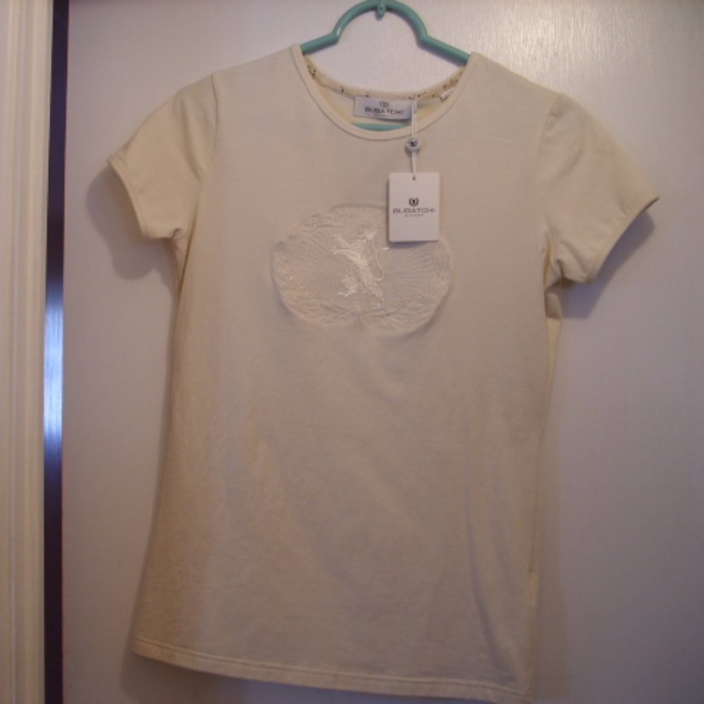 Bugatchi Women Knit Top Logo Sm S/S NWT